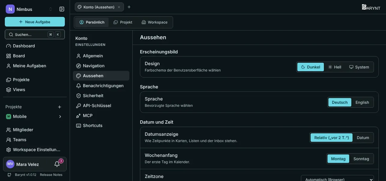 Einstellungen zum Aussehen