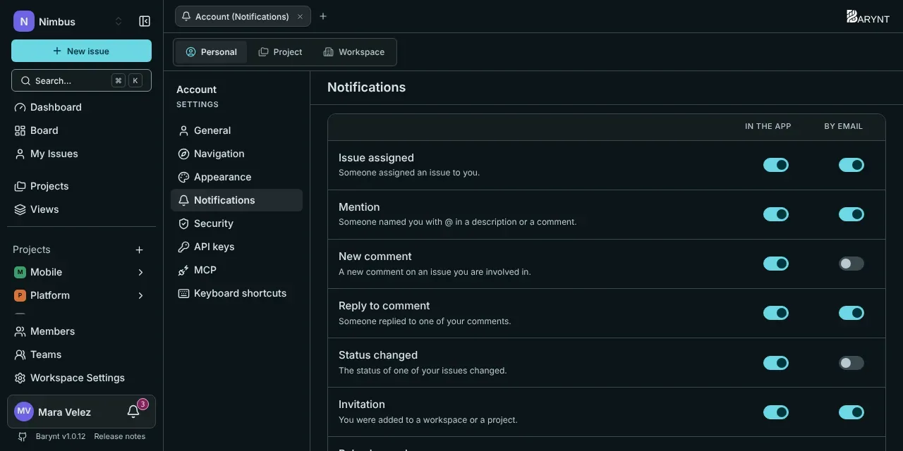 Notification settings