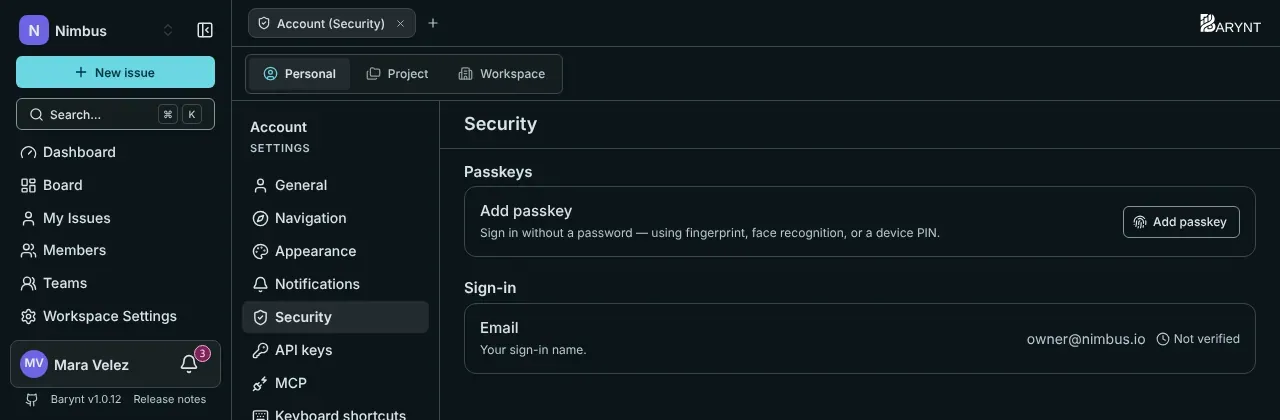 Security settings