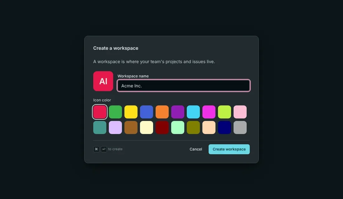 Creating a workspace