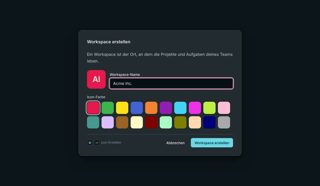 Einen Workspace erstellen