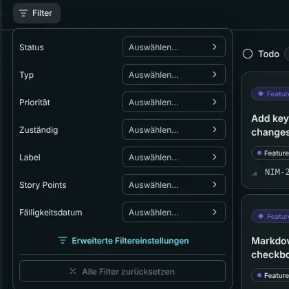 Das Filter-Menü