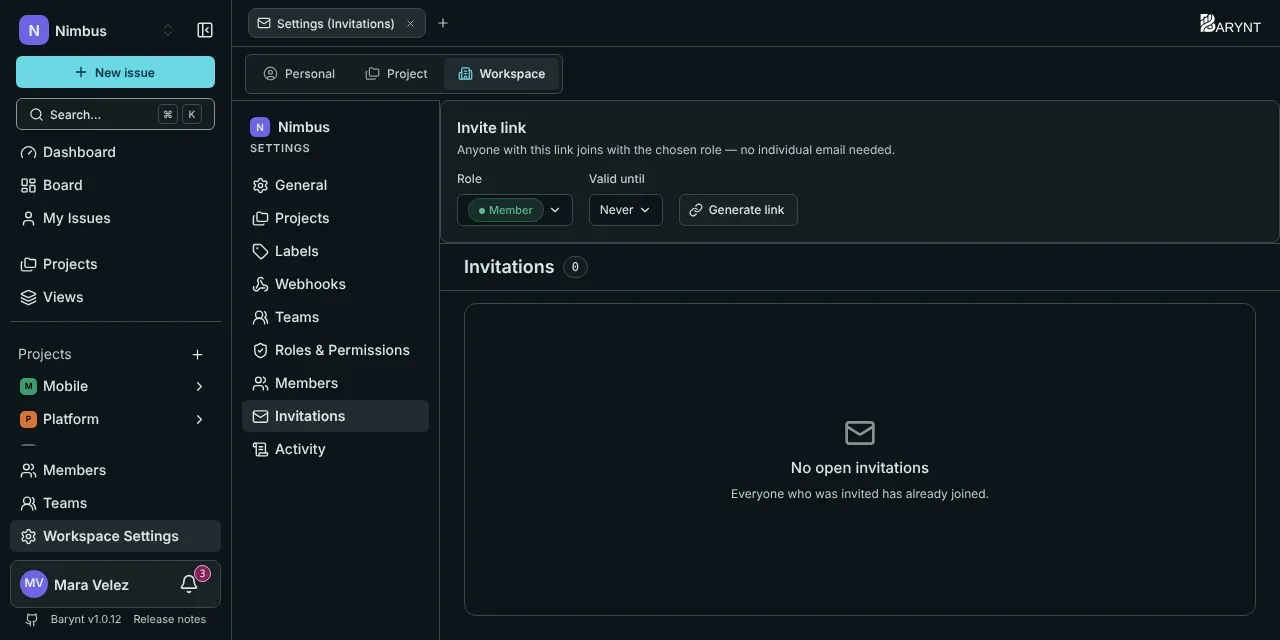 Invitations and the invite link