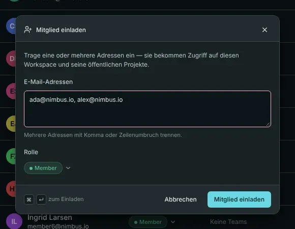 Der Einladungs-Dialog