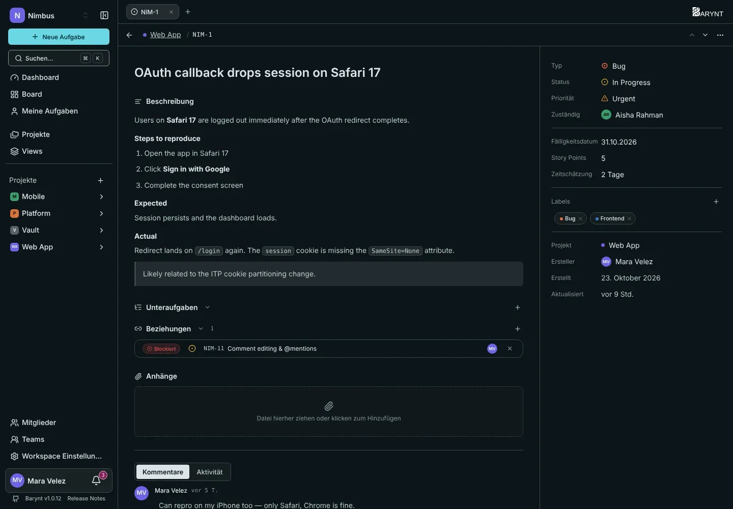 Eine Aufgabe mit Eigenschaften, Unteraufgaben und Diskussion