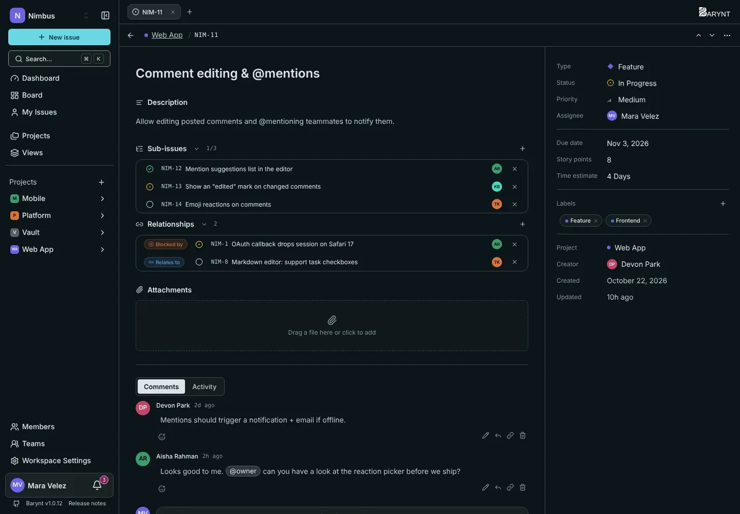 Sub-issues and relationships on an issue