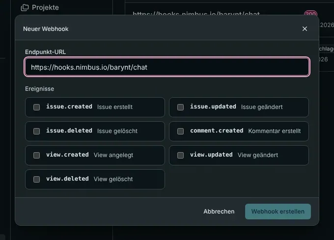 Einen Webhook anlegen